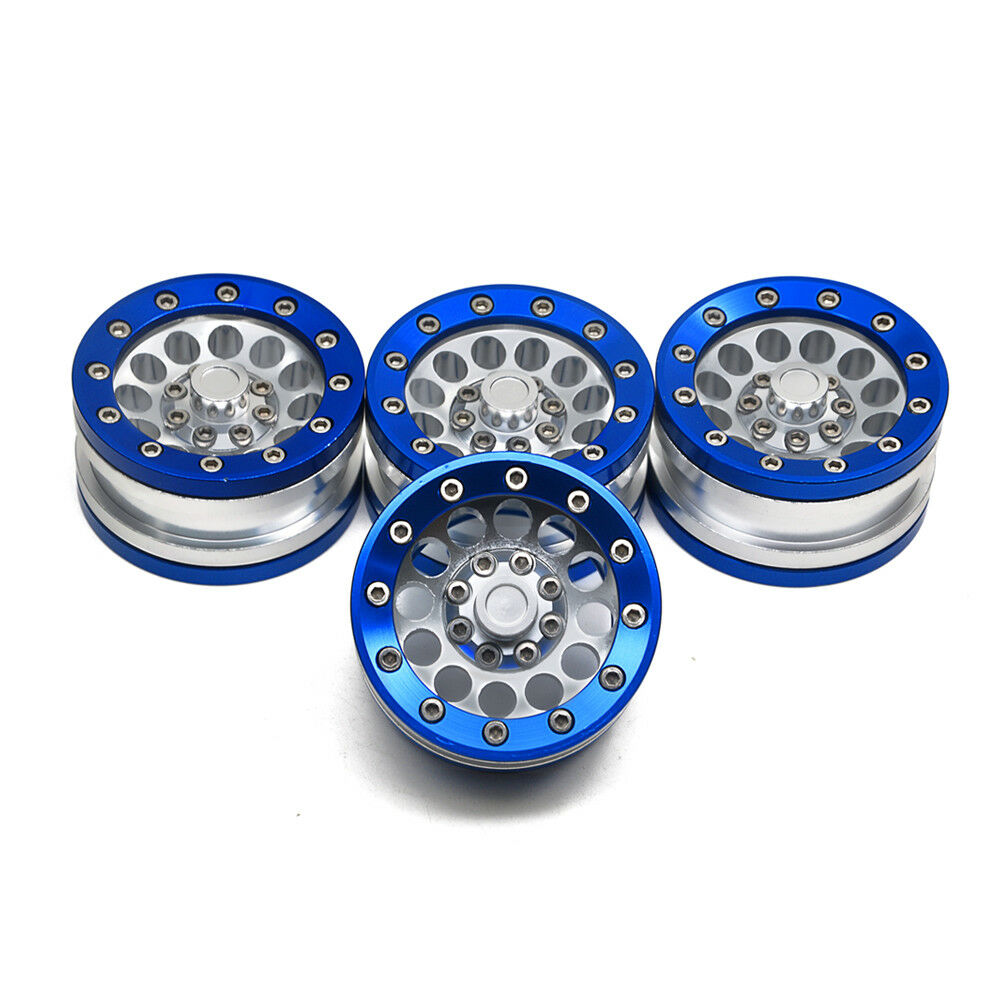 1.9 Metal Blue Beadlock 4pc Wheel Rim RC Axial SCX10 CC01 D90 D110 90046 Tamiya