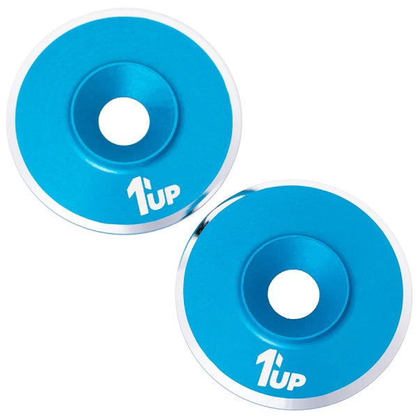 1UP Aluminum LowPro (Low Profile) Wing Washers M3 Light Blue Shine 2pcs 820221