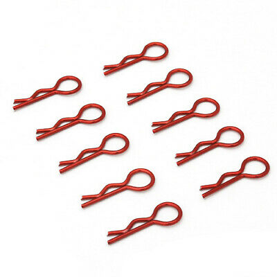 1/10 RC Car Body Clips Red Neon Finish 10pcs. Bent Angled from Rotor Ron