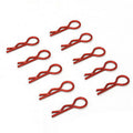 1/10 RC Car Body Clips Red Neon Finish 10pcs. Bent Angled from Rotor Ron