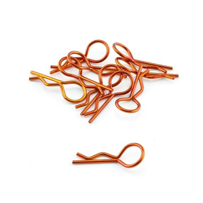1/10 RC Car Body Clips Orange Anodized Finish 10pcs. Bent Angled